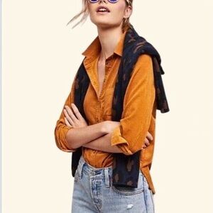 Anthropologie Orange Button Down Shirt